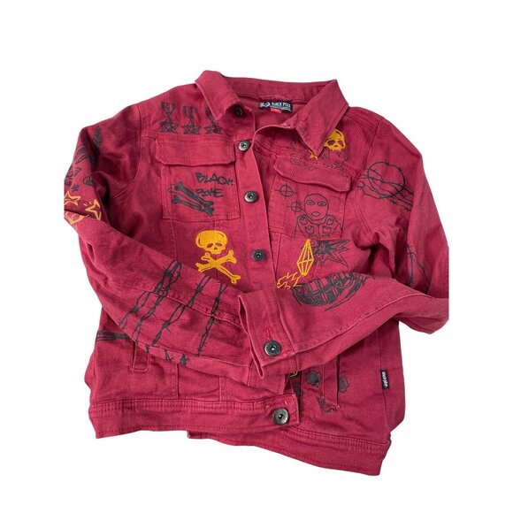 Black Pike Womens Red Denim embroided graphic jacket size M SKU 9178 - Picture 13 of 13